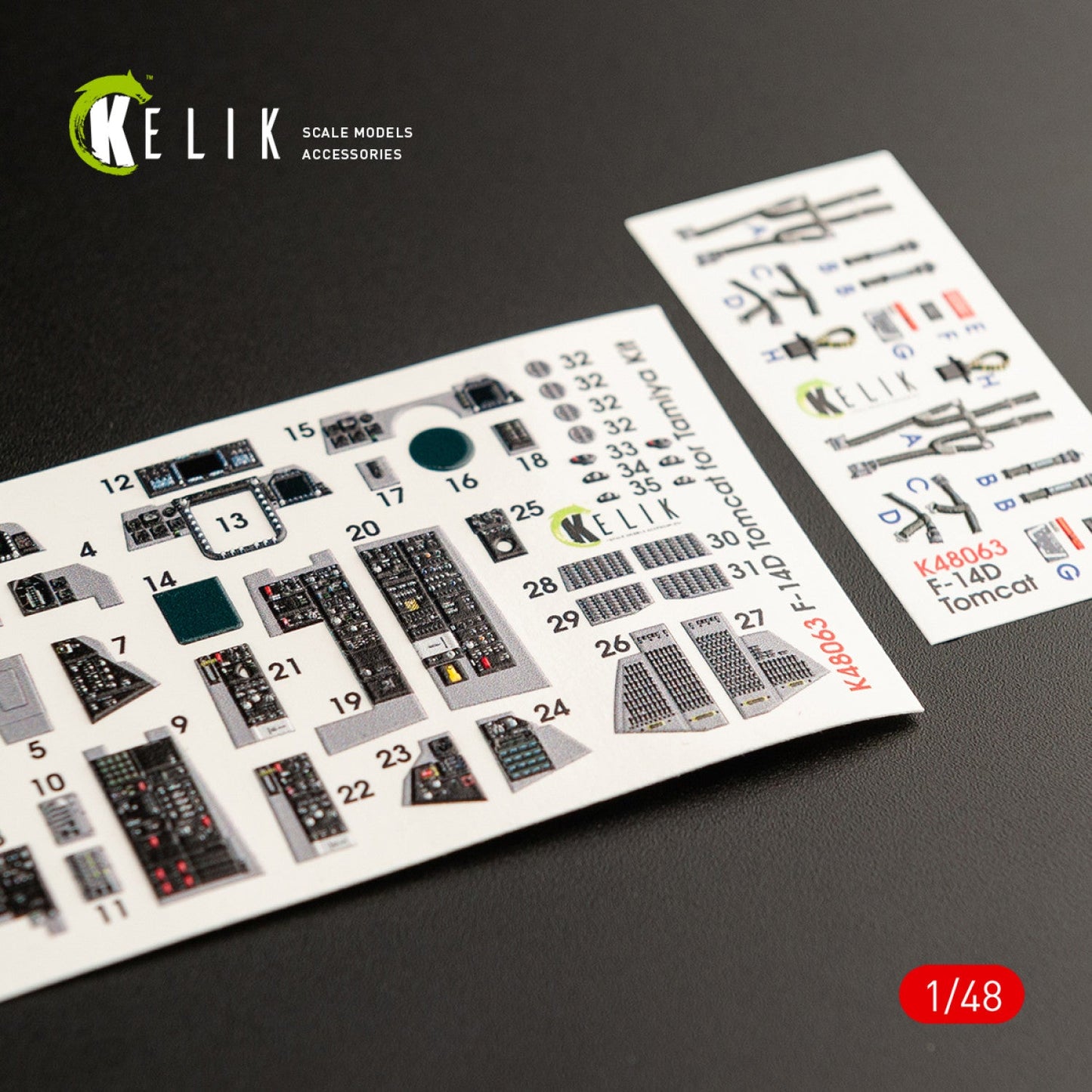 Kelik 1:48 F-14D Tomcat interior 3D decals for Tamiya kit Reskit