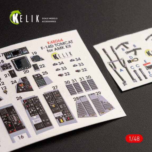 Kelik 1:48 F-14D Tomcat interior 3D decals for AMK kit Reskit