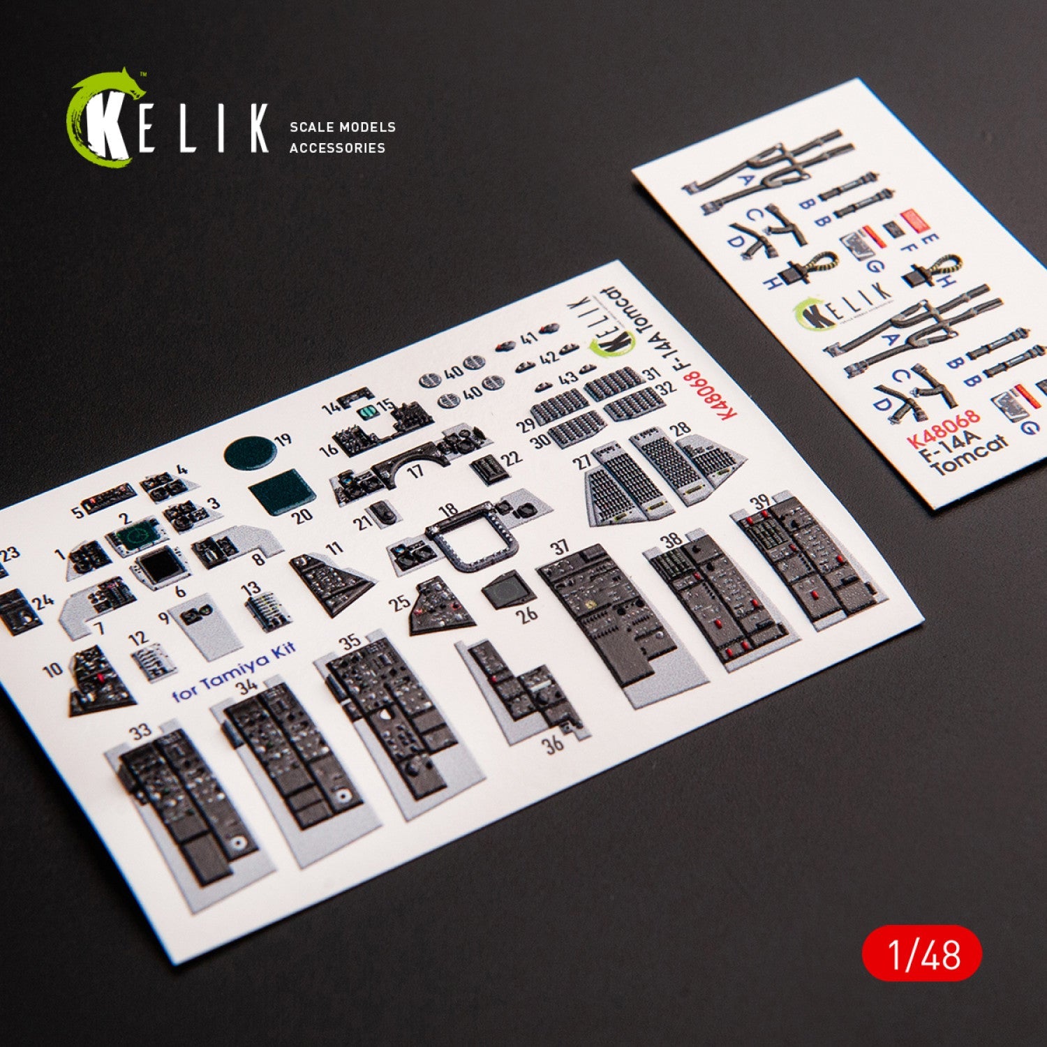 Kelik 1:48 F-14A Tomcat late interior 3D decals for Tamiya kit Reskit