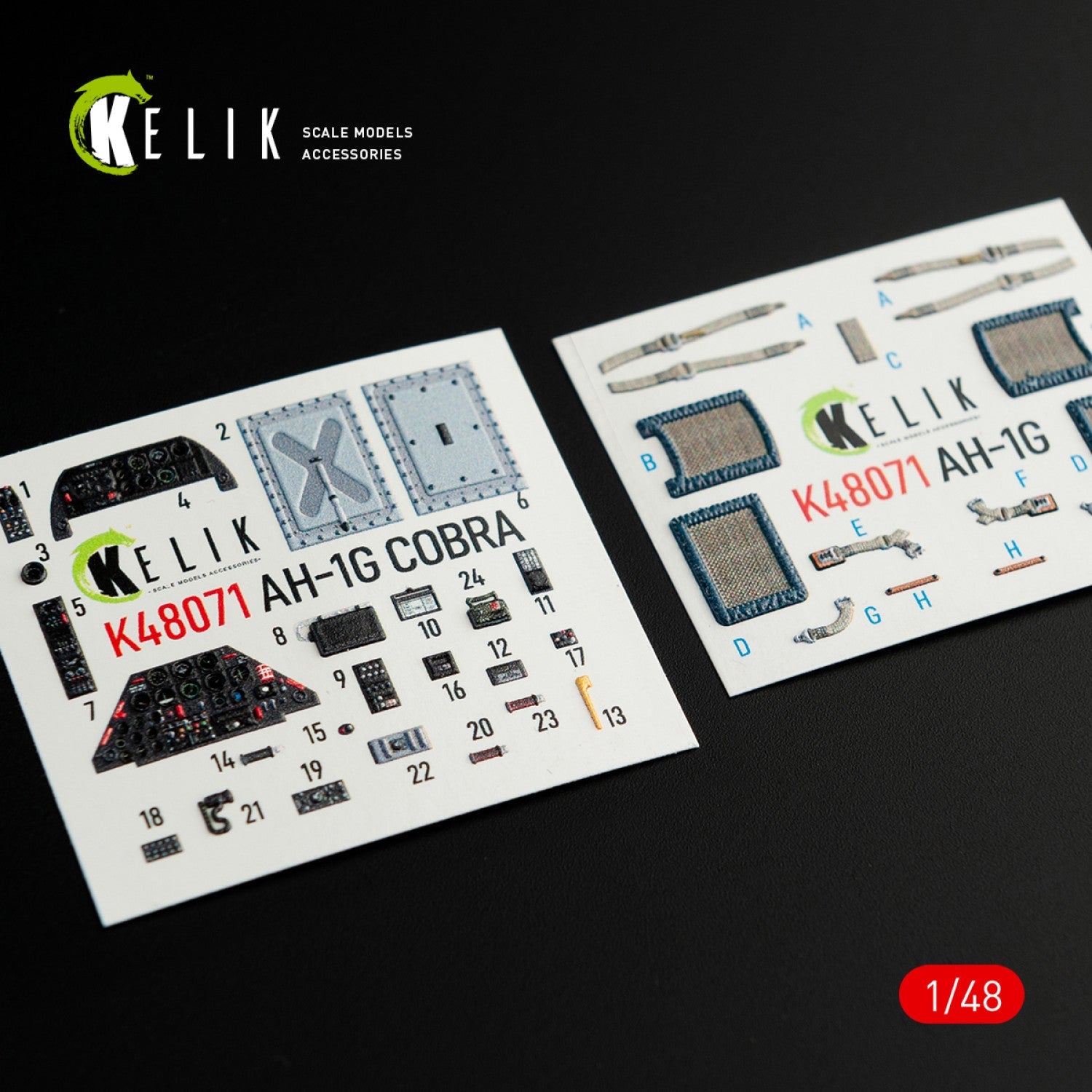 Kelik 1:48 AH-1G interior 3D decals for ICM/Special Hobby kit Reskit