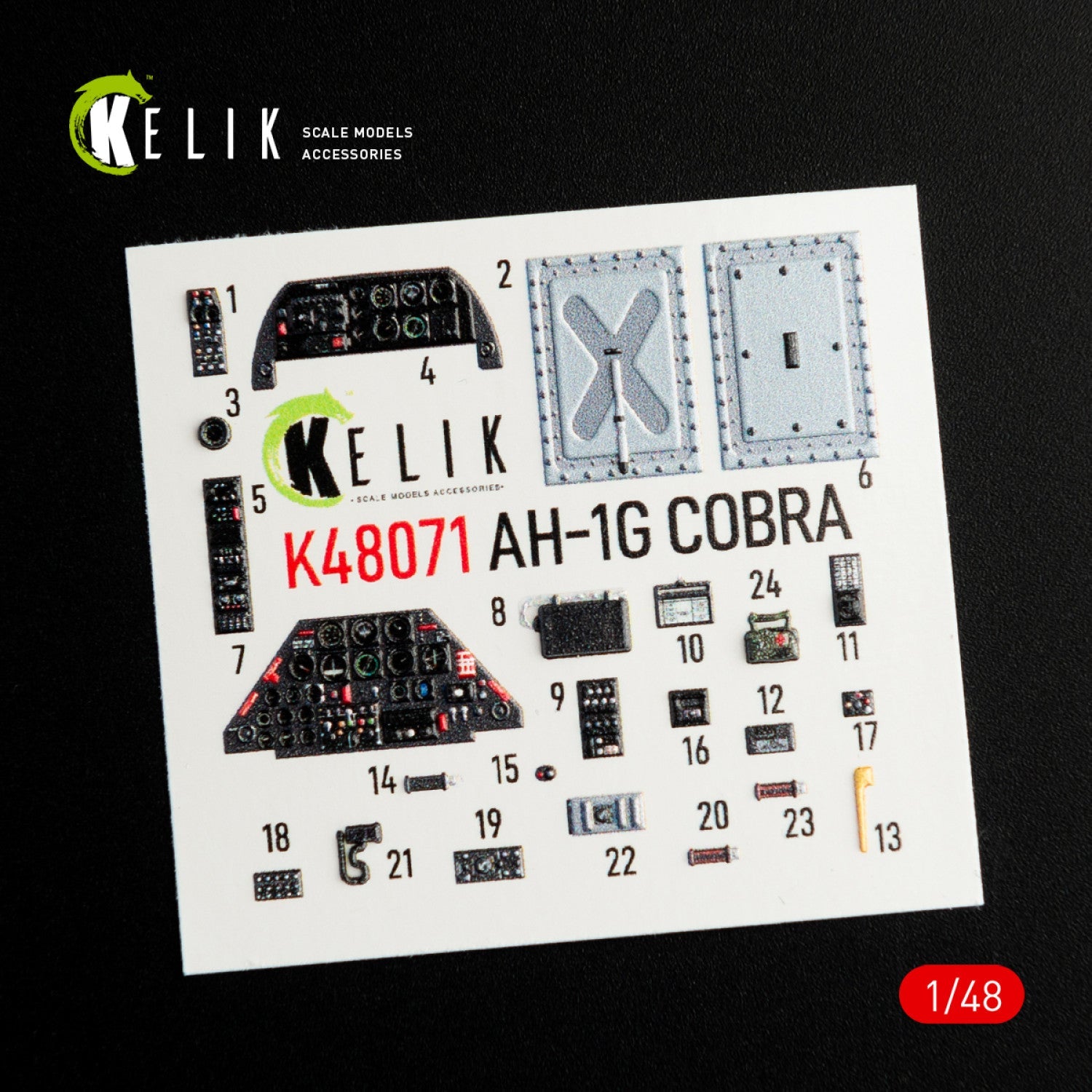 Kelik 1:48 AH-1G interior 3D decals for ICM/Special Hobby kit Reskit