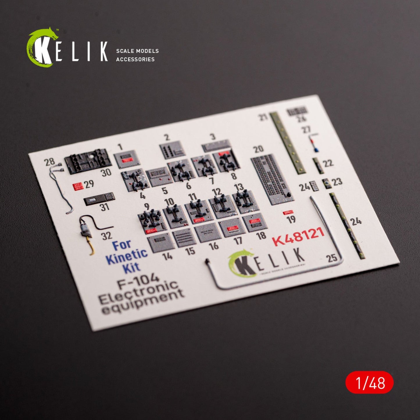 Kelik 1:48 F-104 series Electrical Equipment - interior 3D decals for Kinetic kit Reskit