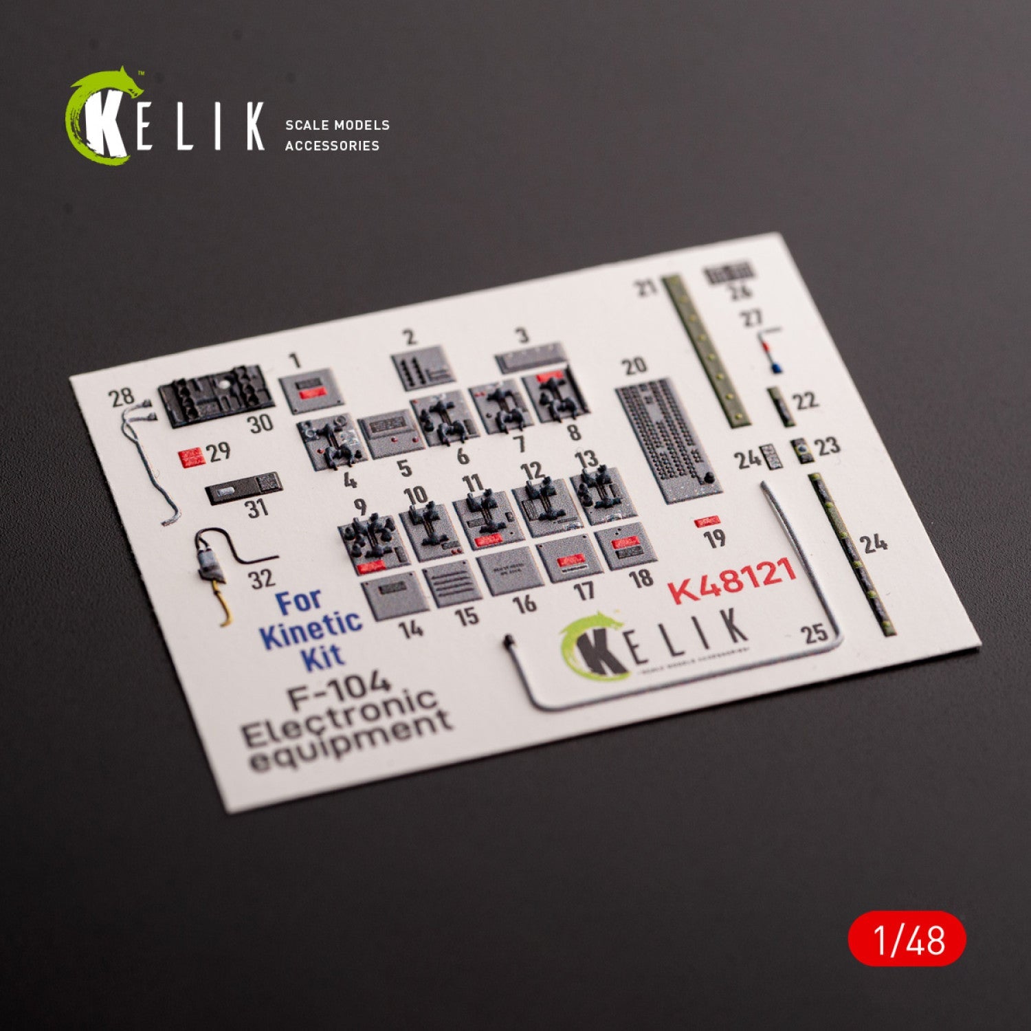 Kelik 1:48 F-104 series Electrical Equipment - interior 3D decals for Kinetic kit Reskit