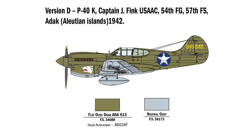 Italeri 1/48 P-40 E/K KITTYHAWK Plastic Model Kit Italeri