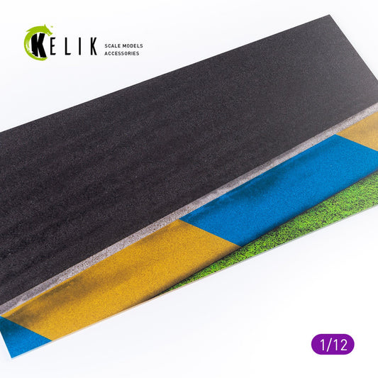 Kelik 1:12 Asphalt road Moto race track type 1 Base - Acrylic 3 mm (180 x 357 mm) Reskit