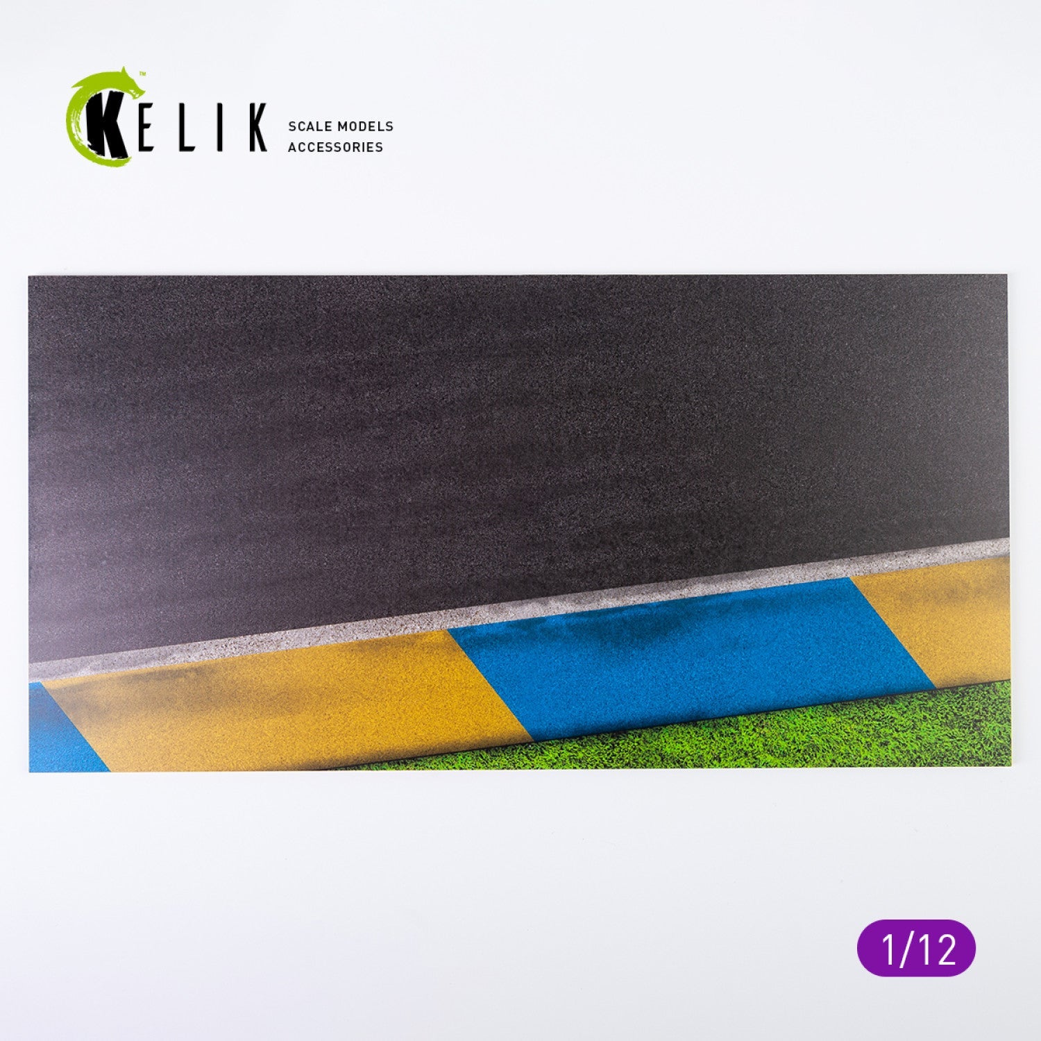 Kelik 1:12 Asphalt road Moto race track type 1 Base - Acrylic 3 mm (180 x 357 mm) Reskit