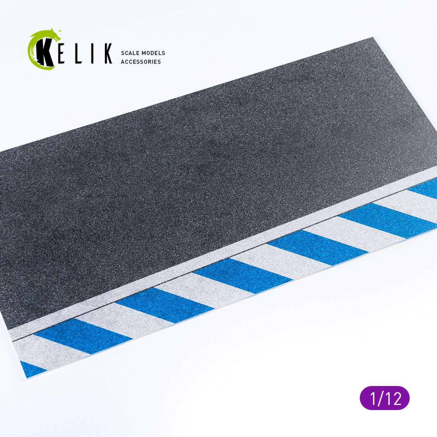 Kelik 1:12 Asphalt road Moto race track type 2 Base - Acrylic 3 mm (180 x 357 mm) Reskit
