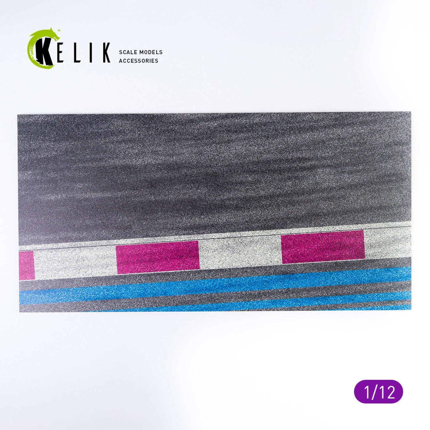 Kelik 1:12 Asphalt road Moto race track type 3 Base - Acrylic 3 mm (180 x 357 mm) Reskit