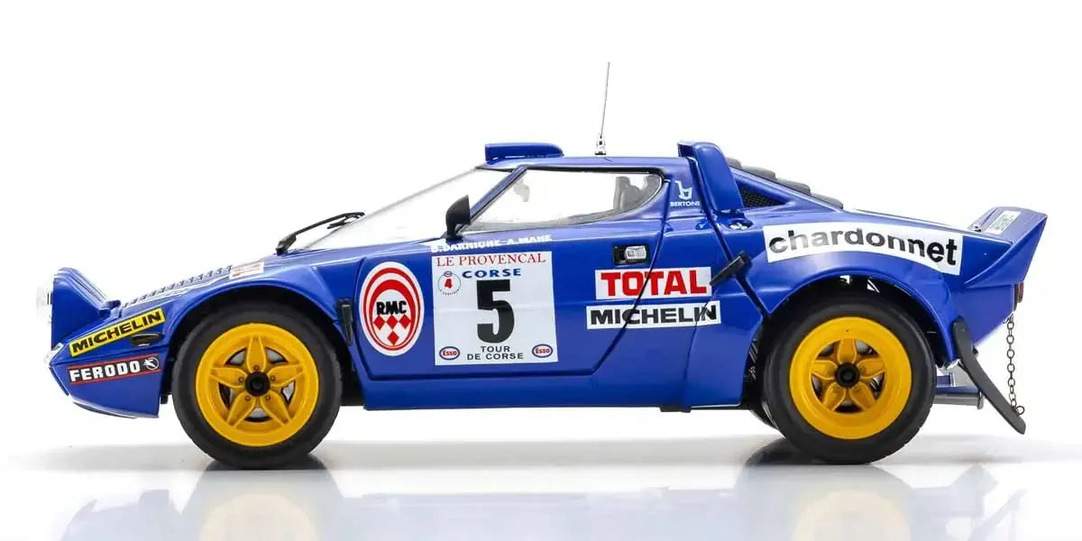 Kyosho 1/18 Lancia Stratos HF 1976 Tour de Corse Blue Nr. 5 Diecast Model Car Kyosho