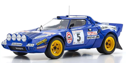 Kyosho 1/18 Lancia Stratos HF 1976 Tour de Corse Blue Nr. 5 Diecast Model Car