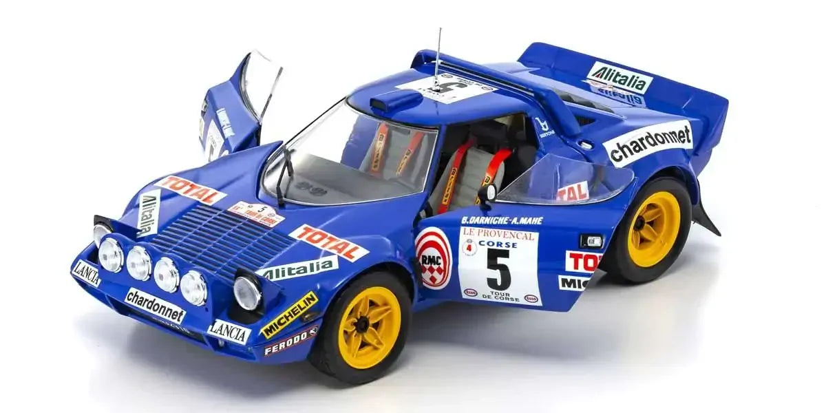 Kyosho 1/18 Lancia Stratos HF 1976 Tour de Corse Blue Nr. 5 Diecast Model Car Kyosho