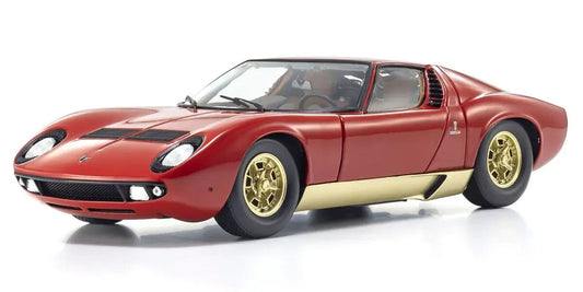 Kyosho 1/18 Lamborghini Miura P400 Red/Gold (Int. Brown) Diecast Model Car Kyosho