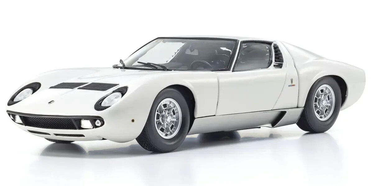 Kyosho 1/18 Lamborghini Miura P400 White/Silver (Int. Black) Diecast Model Car Kyosho