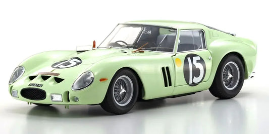 Kyosho 1/18 Ferrari 250 GTO (RHD) 1962 Goodwood Tourist Trophy Light Green Nr. 15 Diecast Model Car