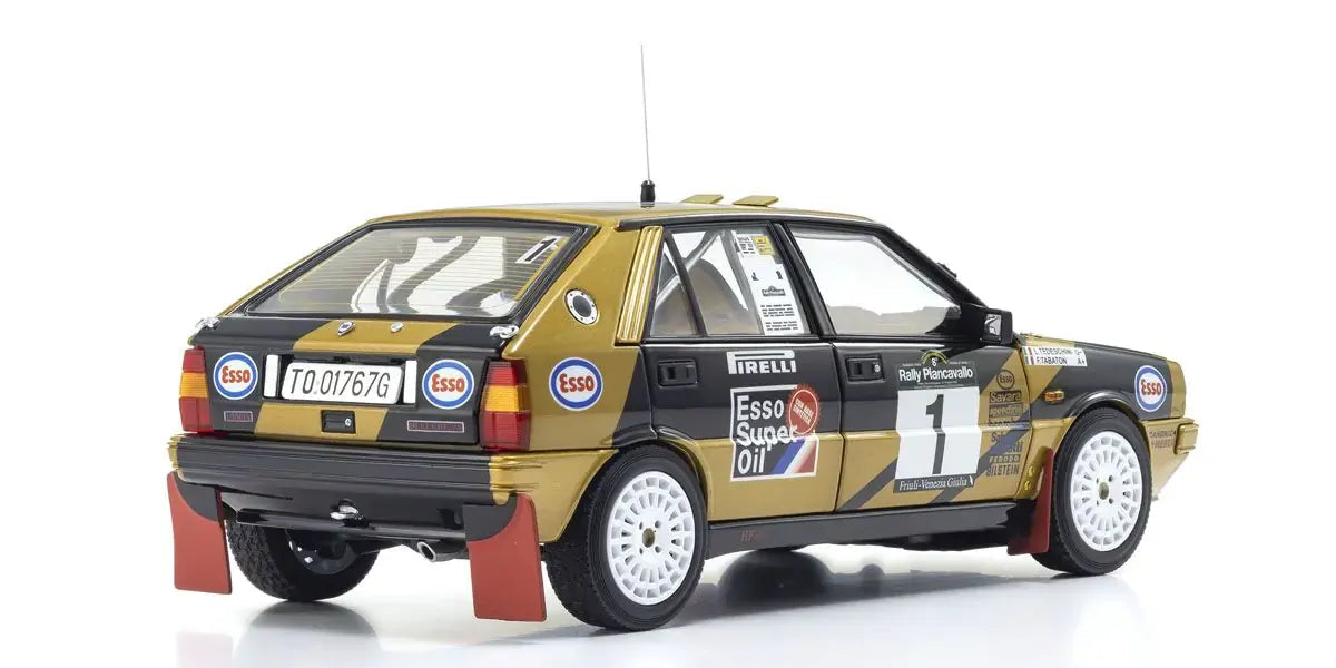 Kyosho 1/18 Lancia Delta HF 4WD 1987 Rally Piancavallo Grifone Esso Nr. 1 Diecast Model Car Kyosho