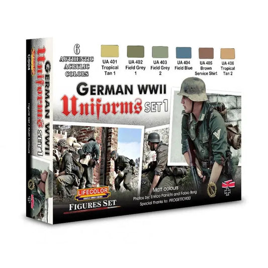 Lifecolor German Uniforms WWII  Set 1 Acrylic Paint Set 6 x 22ml Lifecolor
