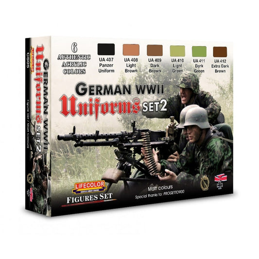 Lifecolor German Uniforms WWII Set 2 Acrylic Paint Set 6 x 22ml