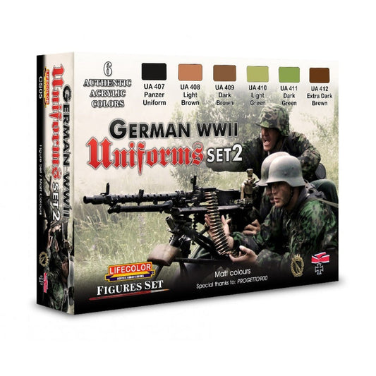 Lifecolor German Uniforms WWII Set 2 Acrylic Paint Set 6 x 22ml