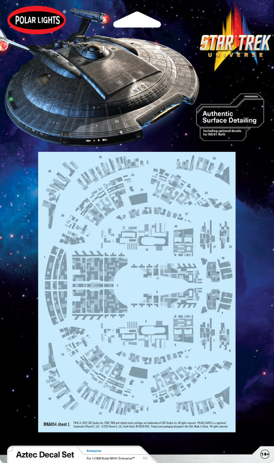 Polar Lights 1/32 Star Trek NX-01 U.S.S. Enterprise Aztec Decals
