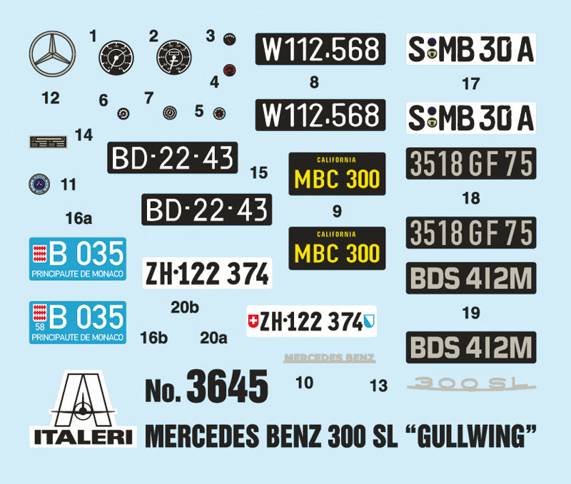 Italeri 1:24 MERCEDES BENZ 300 SL GULLWING Plastic Model Kit Italeri