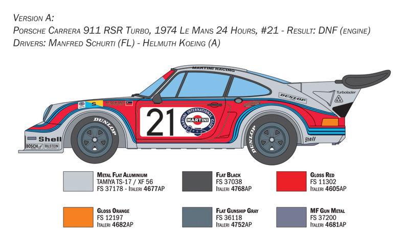 Italeri 1:24 Porsche Carrera RSR Turbo Plastic Model Kit Italeri