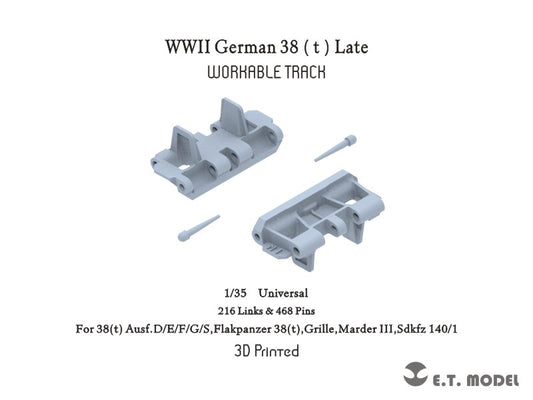 E.T. Model 1/35 WWII German 38（t）Late Workable Track(3D Printed)