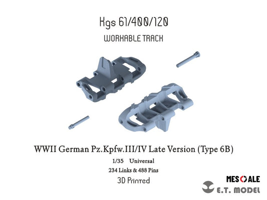 E.T. Model 1/35 WWII German Pz.Kpfw.III/IV Late Version（Type 6B）Workable Track(3D Printed)