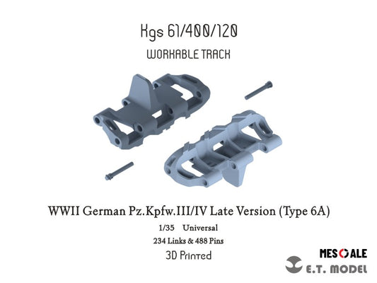 E.T. Model 1/35 WWII German Pz.Kpfw.III/IV Late Version（Type 6A）Workable Track(3D Printed)