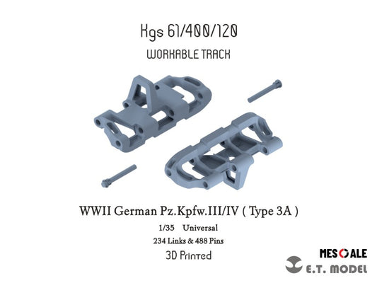 E.T. Model 1/35 WWII German Pz.Kpfw.III/IV（Type 3A）Workable Track(3D Printed)