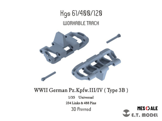 E.T. Model 1/35 WWII German Pz.Kpfw.III/IV（Type 3B）Workable Track(3D Printed)