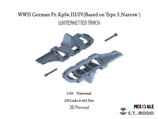 E.T. Model 1/35 WWII German Pz.Kpfw.III/IV（(Based on Type 3,Narrow））WinterKetten Track(3D Printed)
