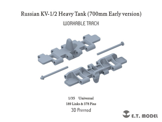 E.T. Model 1/35 Russian KV-1/2 Heavy Tank （700mm Early version) Workable Track