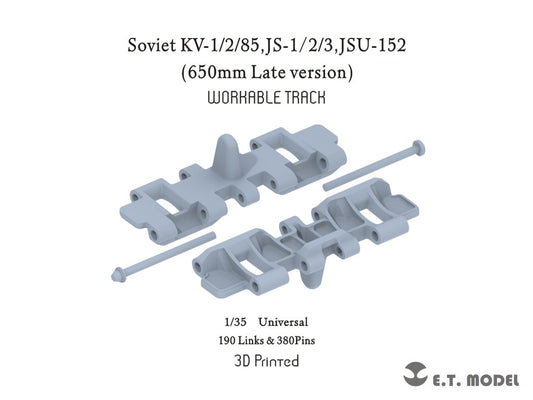 E.T. Model 1/35 Soviet KV-1/2/85,JS-1/2/3,ISU-152（650mm Late version) Workable Track