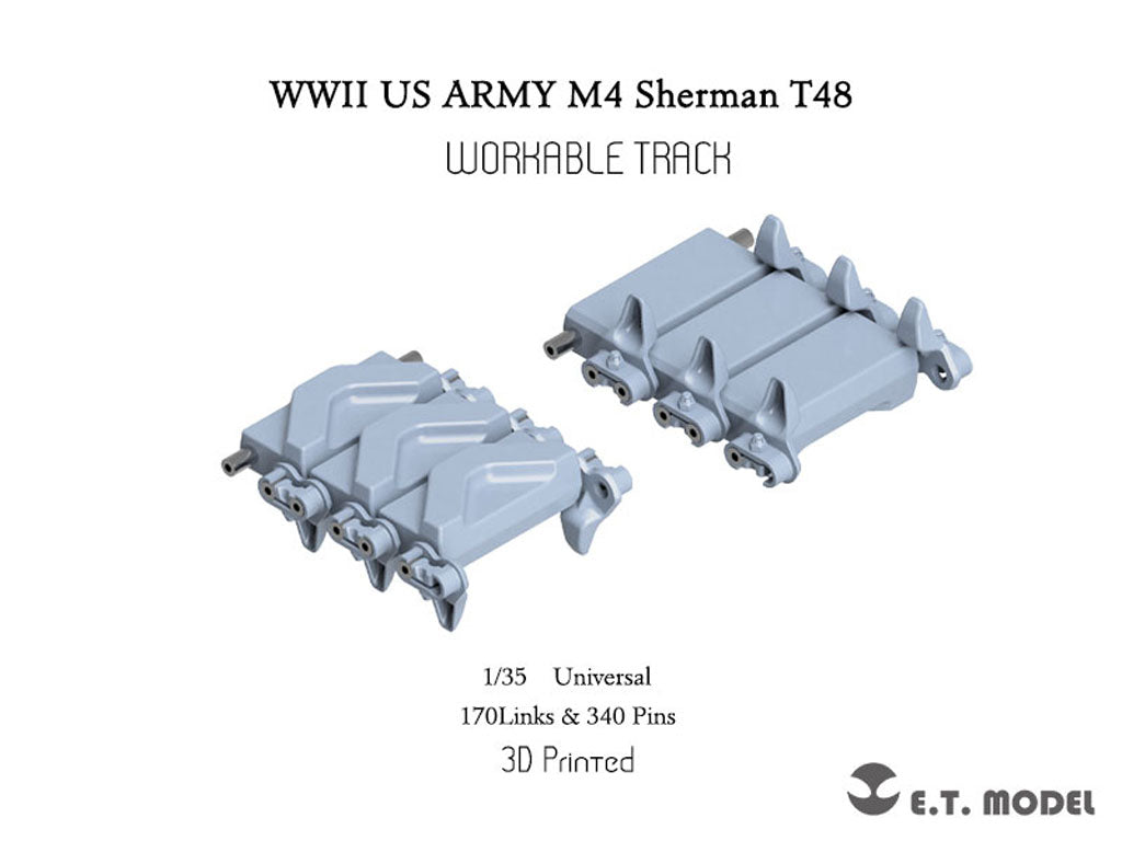E.T. Model 1/35 WWII US ARMY M4 Sherman T48 Workable Track(3D Printed) E.T. Model