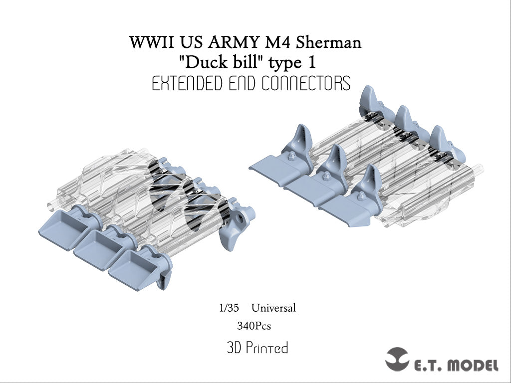 E.T. Model 1/35 WWII US ARMY M4 Sherman Extended End Connectors "Duck bill" type 1