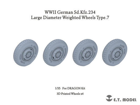 E.T. Model 1/35 WWII German Sd.Kfz.234 Large Diameter Weighted Wheels Type.7