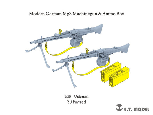 E.T. Model 1:35 Modern German Mg3 Machinegun & Ammo Box (3D Printed) 2 Pieces