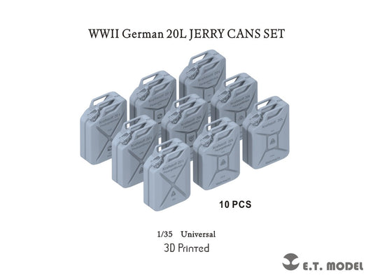 E.T. Model 1/35 WWII German 20L JERRY CANS SET (3D Printed) 10 Pieces