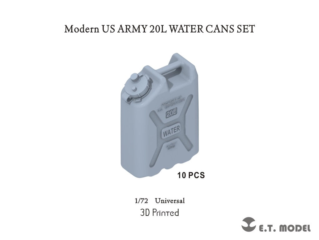 E.T. Model 1:72 US ARMY 20L WATER CANS SET (3D Printed) 10 Pieces