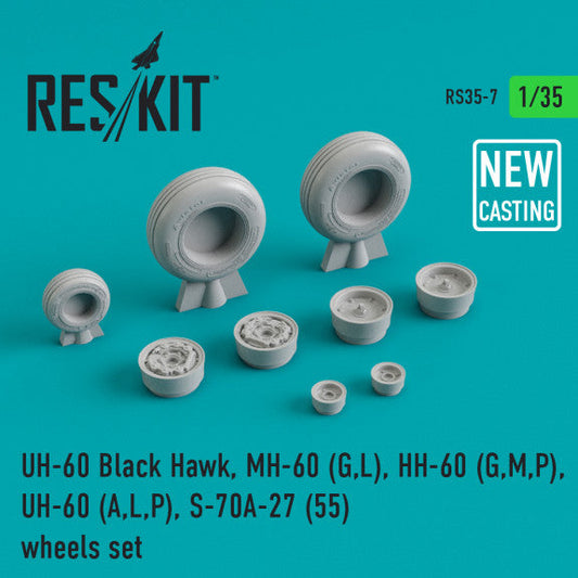 Res/Kit 1:35 UH-60 "Black Hawk"/MH-60 (G,L)/HH-60 (G,M,P)/UH-60 (A,L,P)/S-70A-27(55) wheels set (weighted) Reskit