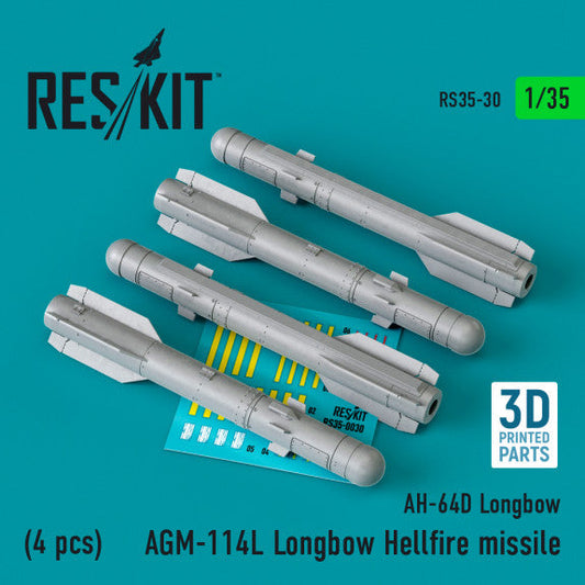 ResKit 1:35 AGM-114L "Longbow Hellfire" missiles (4 pcs) (3D Printed) Reskit