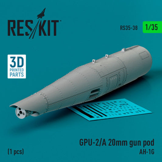 ResKit 1:35 GPU-2/A 20mm gun pod for AH-1G (1 pcs) (3D Printed) Reskit