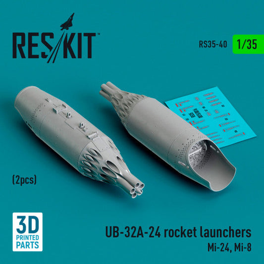 ResKit 1:35 UB-32A-24 rocket launchers (2 pcs) (Mi-24, Mi-8) (3D Printed) Reskit