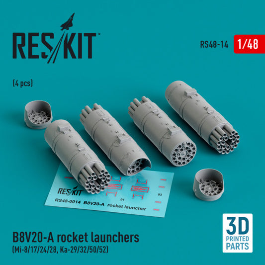 Res/Kit 1:48 B8V20-А rocket launchers (4 pcs) (3D Printed)