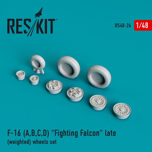 ResKit 1:48 F-16 (A,B,C,D) "Fighting Falcon" late (weighted) wheels set Reskit