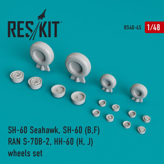 ResKit 1/48 SH-60 Seahawk, SH-60 (B,F) RAN S-70B-2, HH-60 (H, J) wheels set (weighted) Reskit