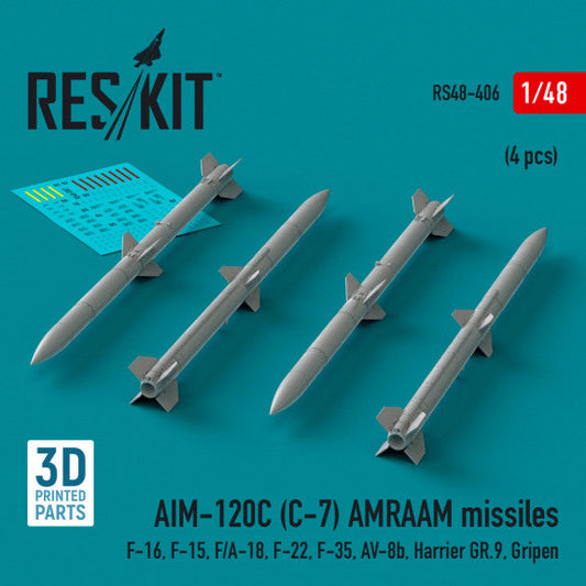 Res/Kit 1:48 AIM-120C (C-7) AMRAAM missiles (4 pcs) (3D Printed) Res/Kit