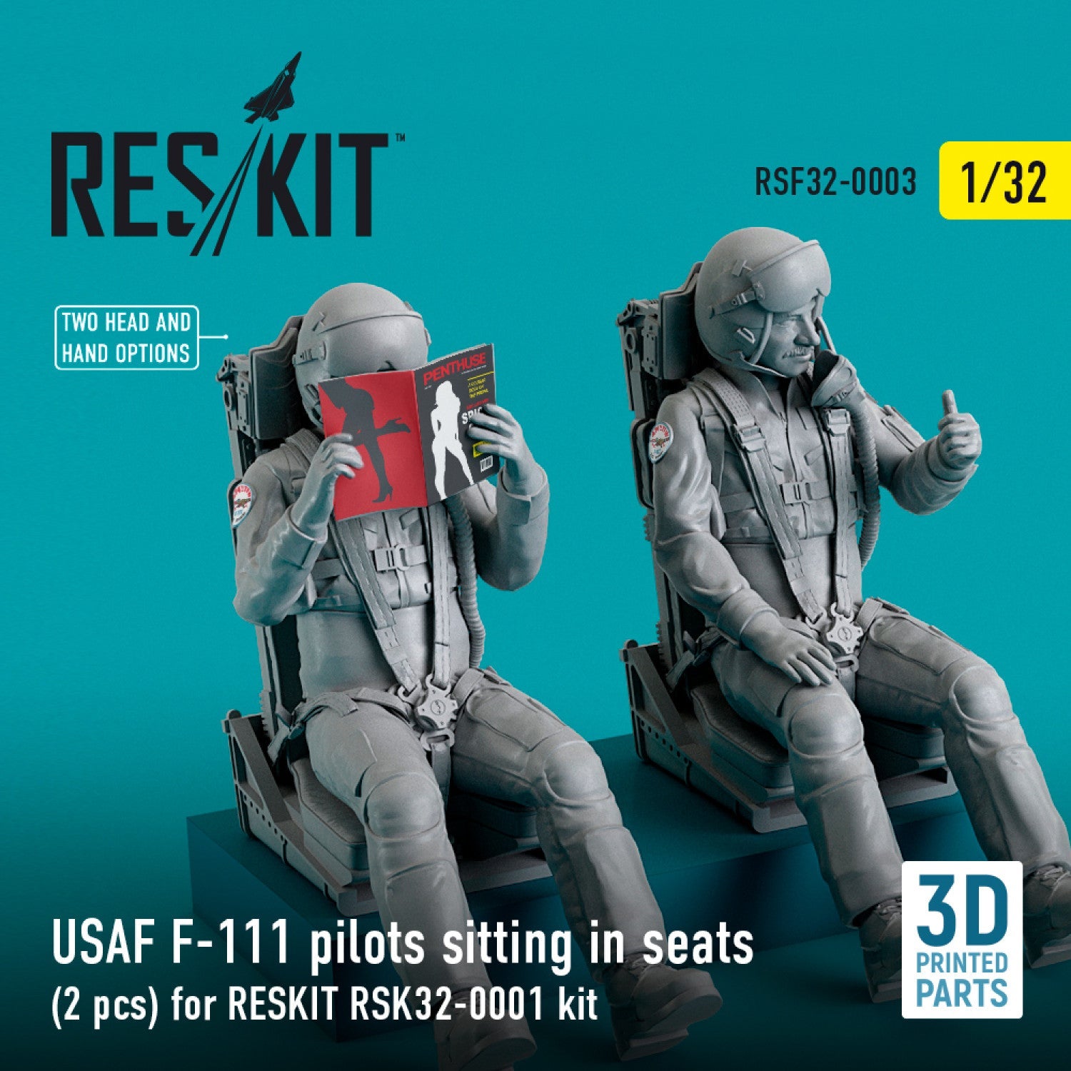 ResKit 1:32 USAF F-111 pilots sitting in seats (2 pcs) for RESKIT RSK32-0001 kit (3D Printed) Reskit