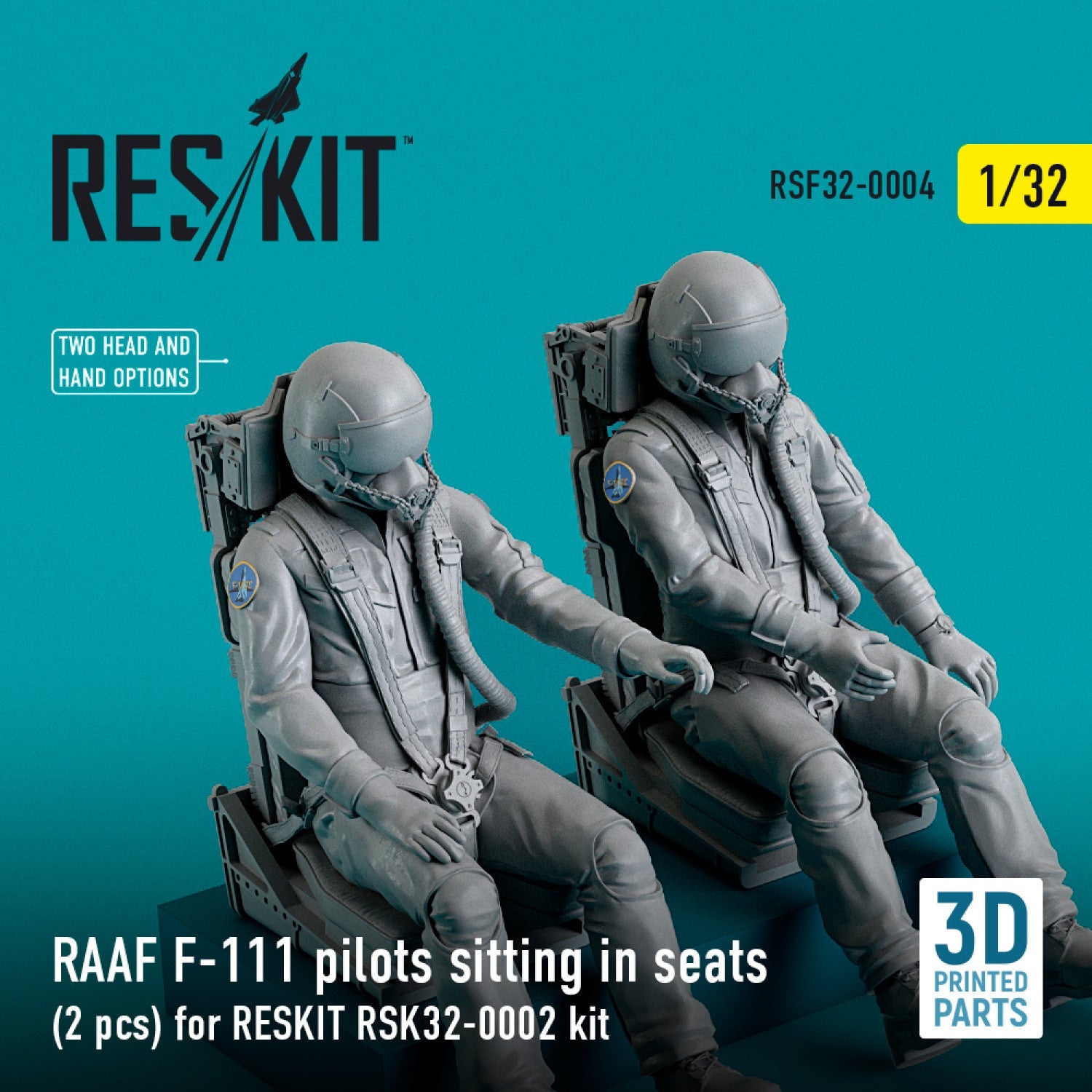 ResKit 1:32 RAAF F-111 pilots sitting in seats (2 pcs) for RESKIT RSK32-0002 kit (3D Printed) Reskit