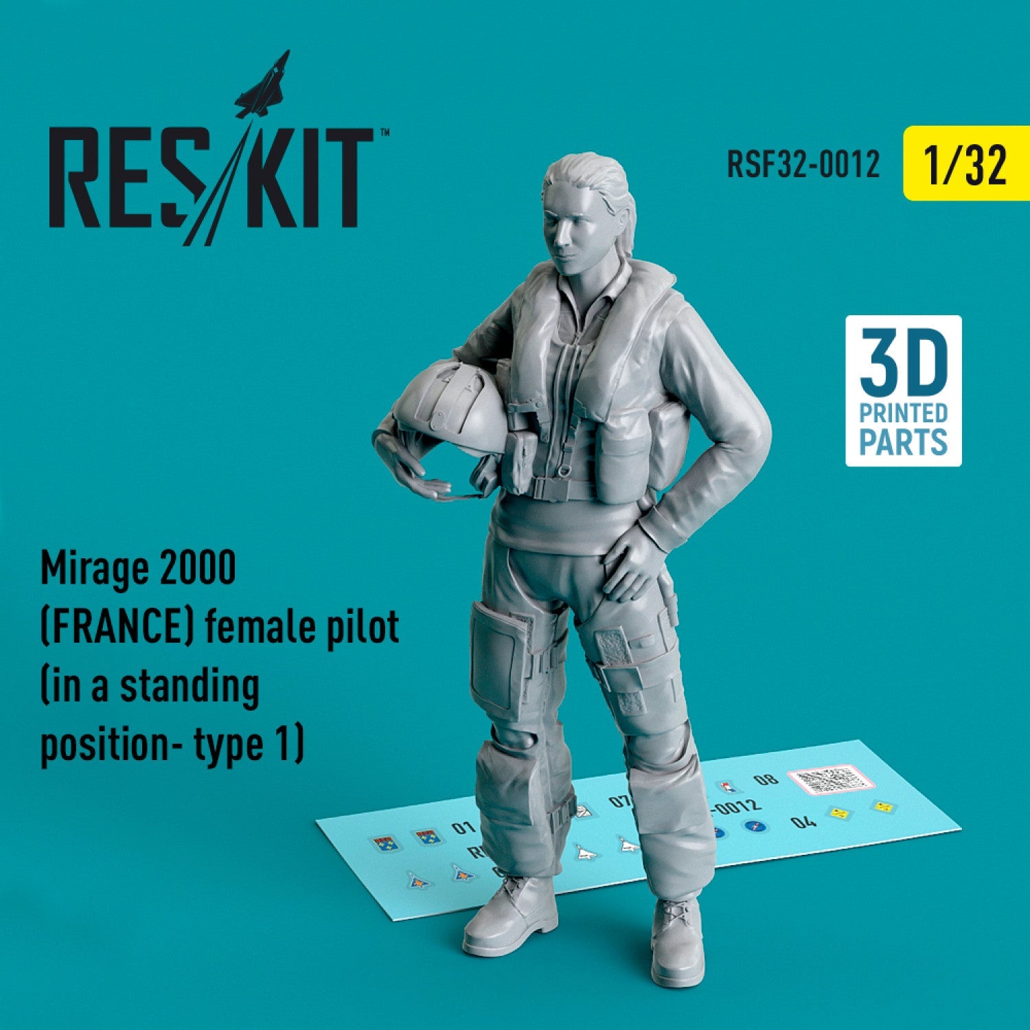 ResKit 1:32 Mirage 2000 (FRANCE) female pilot (in a standing position- type 1) (3D Printed) Reskit